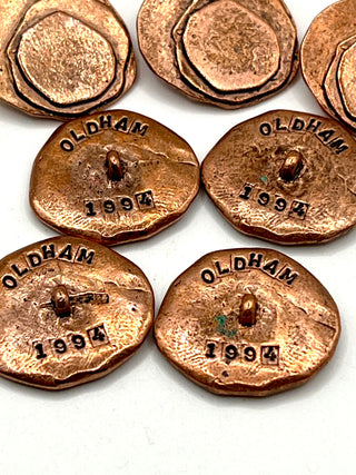 Set of 15 Vintage 1994 Signed Todd Oldham Layered Copper Plated Buttons