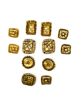 Vintage 1990s Todd Oldham 24kt Gold Plated Pillow Buttons – Set of 12 Mini Throw Pillows