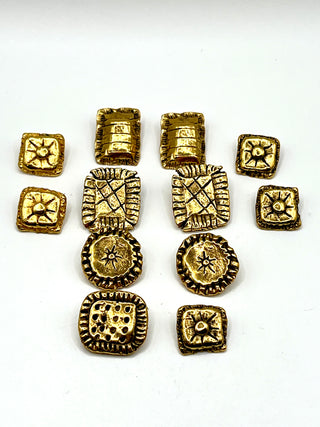 Vintage 1990s Todd Oldham 24kt Gold Plated Pillow Buttons – Set of 12 Mini Throw Pillows