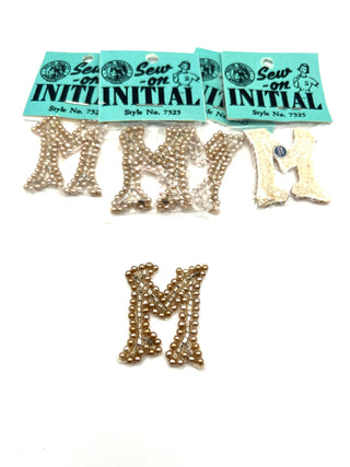Calling All Mary's , Mark's & Marlowe's   Bag of 1950s Handmade Pearl "M" Appliqué
