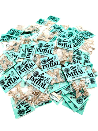 Calling All Mary's , Mark's & Marlowe's   Bag of 1950s Handmade Pearl "M" Appliqué