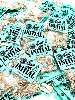 Calling All Mary's , Mark's & Marlowe's   Bag of 1950s Handmade Pearl "M" Appliqué