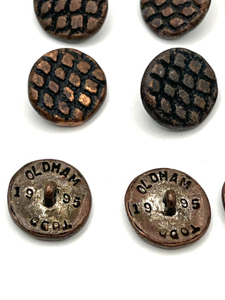 Vintage Todd Oldham 1995 Snake Embossed Copper Plated & Ebonized Buttons – Set of 20
