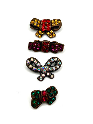 Todd Oldham Signed & Dated 1995 “Sparkling Bows” Button Set of 4