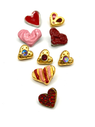 9 Vintage Todd Oldham Heart Buttons – 1990s “Have A Heart!” Mixed Set