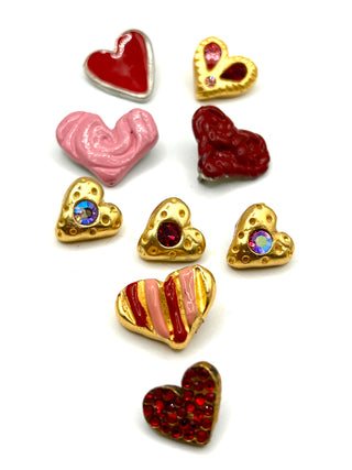 9 Vintage Todd Oldham Heart Buttons – 1990s “Have A Heart!” Mixed Set
