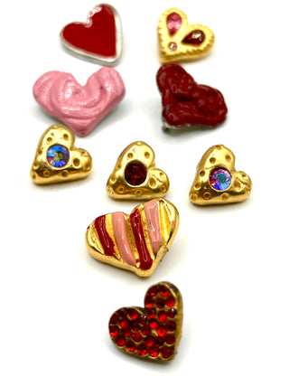 9 Vintage Todd Oldham Heart Buttons – 1990s “Have A Heart!” Mixed Set
