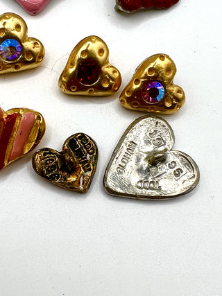 9 Vintage Todd Oldham Heart Buttons – 1990s “Have A Heart!” Mixed Set