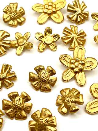 Vintage 1990s Todd Oldham 24KT Gold Plated Daisy Buttons – Mixed Set of 20