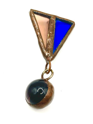 Todd Oldham 1990s Artisan Stained Glass Dangle Buttons – Perfectly Mismatched Pair
