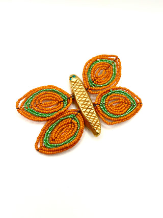 Todd Oldham Spring 1993 Runway Butterfly Brooch – 24kt Gold Plated with Handmade Glass Beaded Wings & Swarovski Crystals