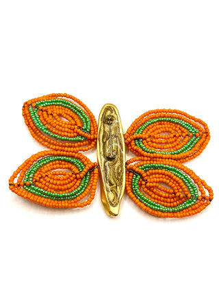 Todd Oldham Spring 1993 Runway Butterfly Brooch – 24kt Gold Plated with Handmade Glass Beaded Wings & Swarovski Crystals