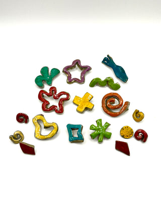 Vintage 1990s Todd Oldham Lacquered New Wave Buttons – Set of 16 Bright Abstract Shapes