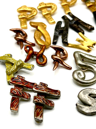 Rare Todd Oldham Vintage 90s Typography Button Set – 30 Mixed Letters & Numbers