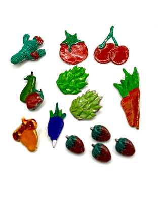 Signed & Dated 1996 Todd Oldham Fruit/ Vegetable Button Mix – Vintage Hand-Lacquered 90s Buttons