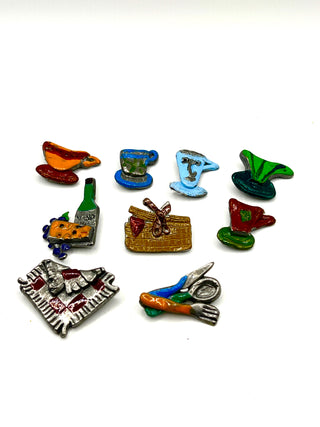 Rare Todd Oldham 90s Picnic Button Set – 9 Hand-Lacquered Vintage Novelty Buttons