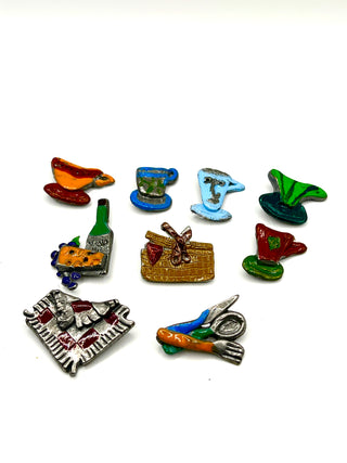 Rare Todd Oldham 90s Picnic Button Set – 9 Hand-Lacquered Vintage Novelty Buttons