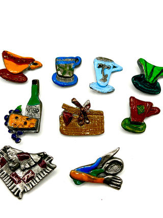 Rare Todd Oldham 90s Picnic Button Set – 9 Hand-Lacquered Vintage Novelty Buttons