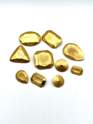 Signed Todd Oldham 1992 24kt Gold-Plated Faceted Gem Buttons — Set of 10