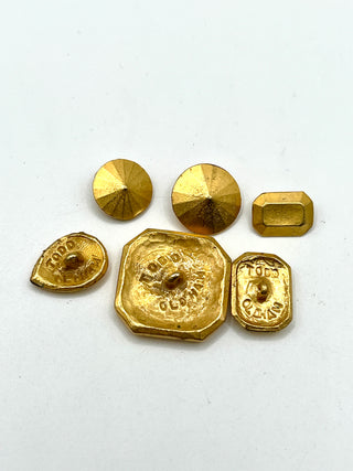 Signed Todd Oldham 1992 24kt Gold-Plated Faceted Gem Buttons — Set of 10
