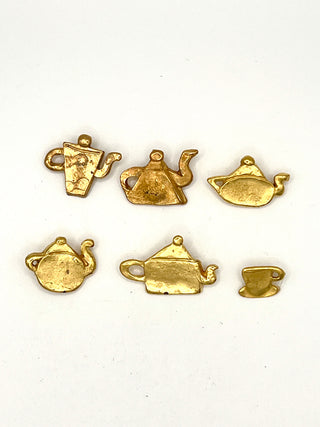 Vintage 1994 Todd Oldham “Tea Time” Button Set of 6 – 24kt Gold Plated Signed & Dated