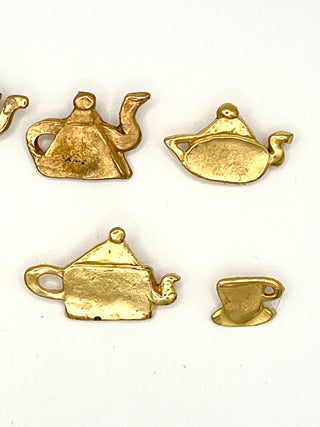 Vintage 1994 Todd Oldham “Tea Time” Button Set of 6 – 24kt Gold Plated Signed & Dated
