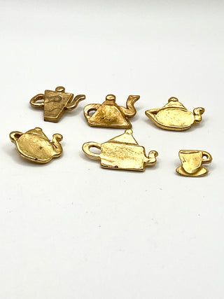 Vintage 1994 Todd Oldham “Tea Time” Button Set of 6 – 24kt Gold Plated Signed & Dated