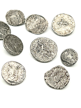 Vintage 1990s Handmade And Signed Unearthed Coin Button  Set of 9