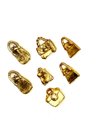 Vintage Todd Oldham 24KT Gold Plated Handbag Buttons – Set of 7 1990s Purse Buttons