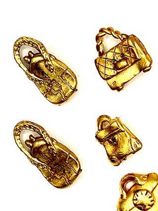 Vintage Todd Oldham 24KT Gold Plated Handbag Buttons – Set of 7 1990s Purse Buttons