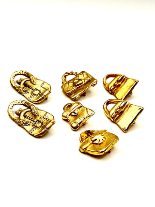 Vintage Todd Oldham 24KT Gold Plated Handbag Buttons – Set of 7 1990s Purse Buttons
