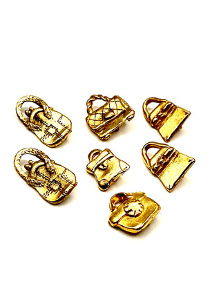 Vintage Todd Oldham 24KT Gold Plated Handbag Buttons – Set of 7 1990s Purse Buttons