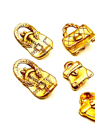 Vintage Todd Oldham 24KT Gold Plated Handbag Buttons – Set of 7 1990s Purse Buttons