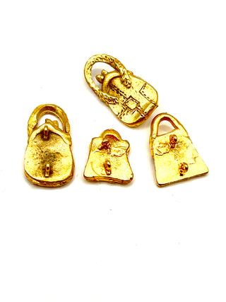 Vintage Todd Oldham 24KT Gold Plated Handbag Buttons – Set of 7 1990s Purse Buttons