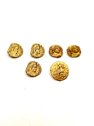 Vintage 1990s Handmade And Signed Unearthed 24kt Gold Plated Coin Button  Set of 6