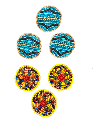 Rare Vintage Todd Oldham Hand Beaded Button Set of Six – Made in India