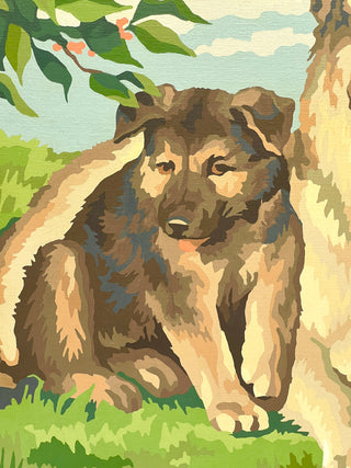 Charming Vintage Paint by Number “Three Dogs in the Garden”  – From the Todd Oldham Studio Collections