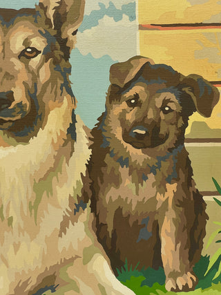 Charming Vintage Paint by Number “Three Dogs in the Garden”  – From the Todd Oldham Studio Collections