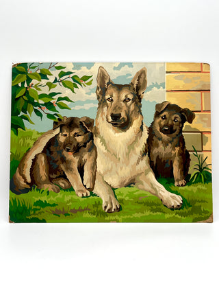 Charming Vintage Paint by Number “Three Dogs in the Garden”  – From the Todd Oldham Studio Collections