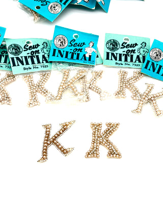 Calling All Kerrie's , Kortney's & Kalie's - Bag of 1950s Handmade Pearl "K" Appliqué