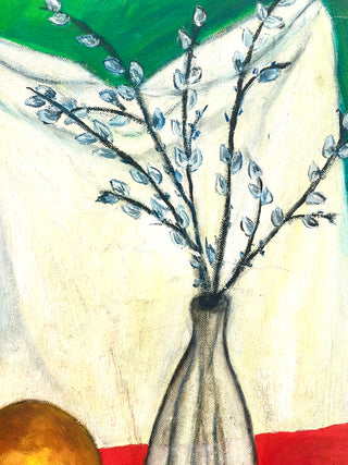 Vintage Found Surreal Still Life Painting – Clock, Head & Lemon – Todd Oldham Studio Collections