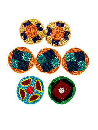Set of 7 Vintage 1990s Todd Oldham Geometric Hand-Beaded Buttons – Made in India