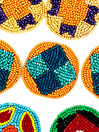 Set of 7 Vintage 1990s Todd Oldham Geometric Hand-Beaded Buttons – Made in India