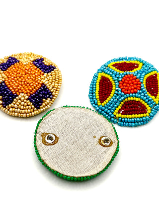 Set of 7 Vintage 1990s Todd Oldham Geometric Hand-Beaded Buttons – Made in India