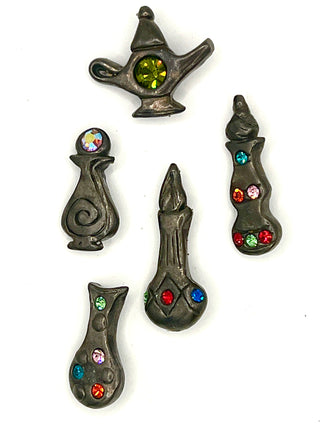 Vintage Todd Oldham 1990s Genie Bottle Swarovski Crystal Buttons Set of 5