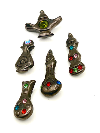 Vintage Todd Oldham 1990s Genie Bottle Swarovski Crystal Buttons Set of 5