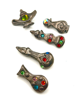 Vintage Todd Oldham 1990s Genie Bottle Swarovski Crystal Buttons Set of 5