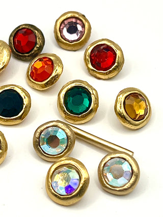 Mixed Set of 16 Sparkling 24kt Gold Plated Crystal Stud Buttons – Todd Oldham Vintage 1990s Assorted Swarovski Crystal Accent Buttons
