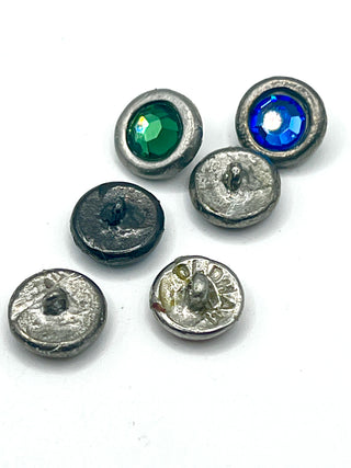Set of 16 Todd Oldham Vintage 1990s Silver Plated Stud Buttons with Assorted Swarovski Crystals – Perfect Sparkle Buttons