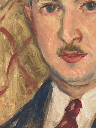 Todd Oldham Studio Collection - 1931 Vintage Found Portrait Painting of a Well-Dressed Man with Mustache